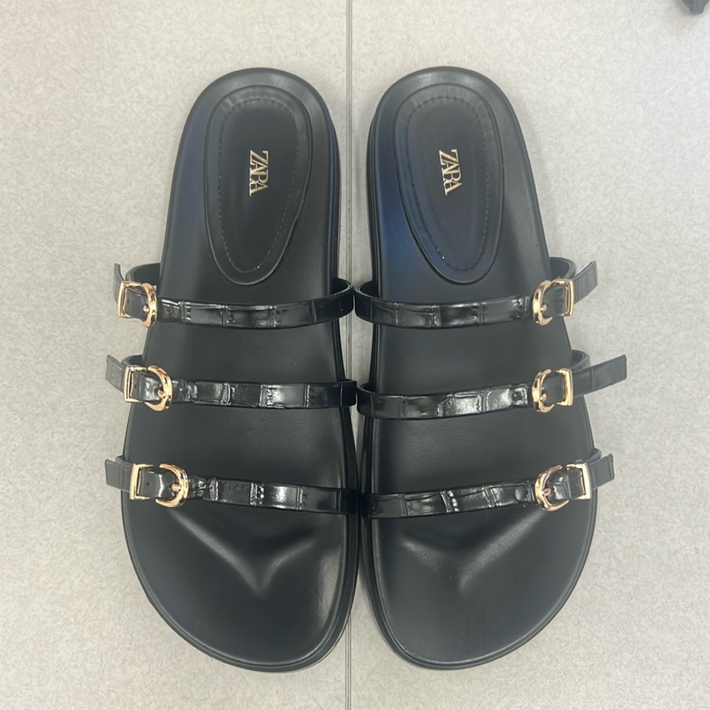 Zara Buckle Strap Flat Sandal